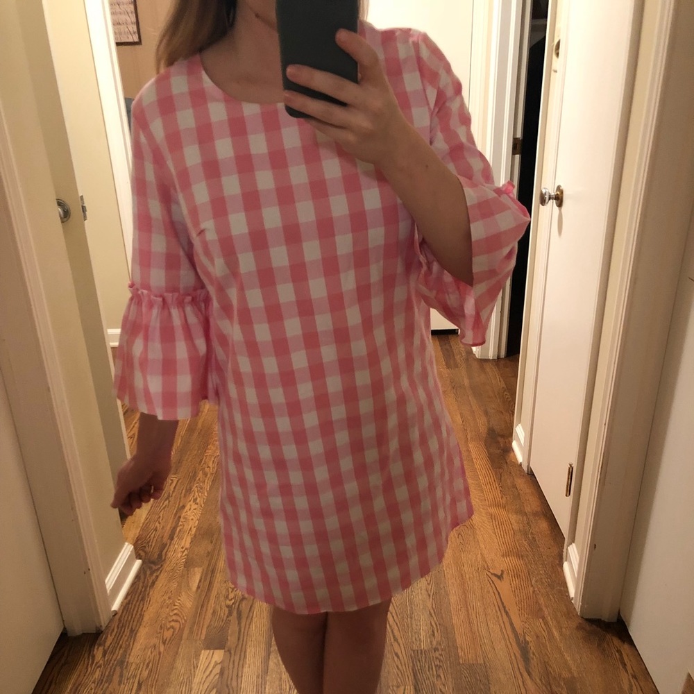 Aura Pink Gingham Dress